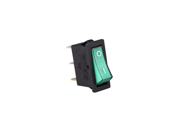 30*11mm Black Body 1NO with Illumination with Terminal (0-I) Marked Green A21 Series Rocker Switch
