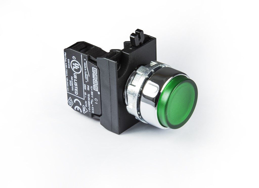 CM Series Metal 1NO Spring Extended Green 22 mm Control Unit