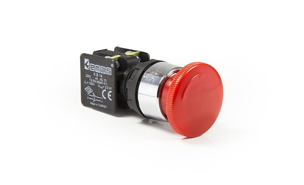 KB Series Plastic 1NO+1NC Emergency 40 mm Turn to Release Red 22 mm Control Unit
