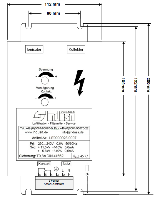 LE0000023 0007 Transformator de inalta tensiune GC 230 - 240V 0,6A 50/60 Hz + 11,5kV +/-10% 5.0mA, +5,8kV +/-10% 0,6mA