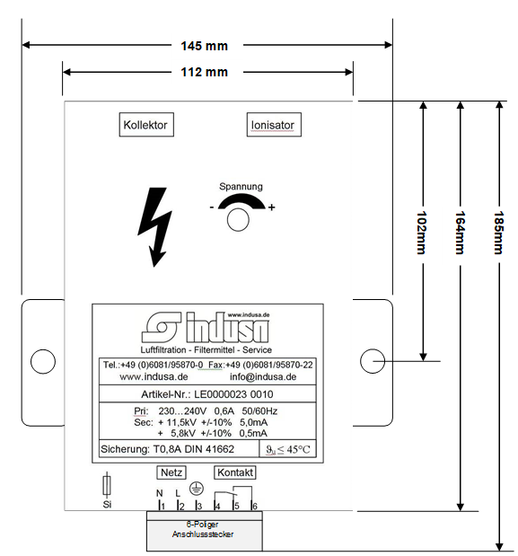 LE0000023 0010 Transformator de inalta tensiune GA 230 - 240V 0,6A 50/60 Hz + 11,5kV +/-10% 5.0mA, +5,8kV +/-10% 0,6mA
