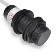 SENZOR CAPACITIV, CILINDRIC, PLASTIC, ECRANAT CORP FILETAT M30 MM DISTANTA: 20 MM PNP, NC=NORMAL INCHIS 3-fire CU PROTECTIE SCURT CIRCUIT, Cablu: 2M